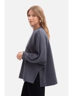 B306 Pletená mikina uvolněného střihu - ocelová