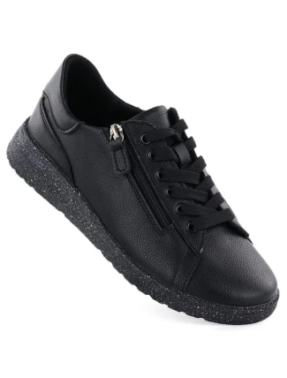 Dámské zvýšené kožené polobotky černé Jezzi 138