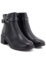 Dámské kožené zateplené kotníkové boty na podpatku, černé, Sergio Leone BT-25-S