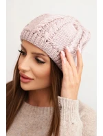 Dámská zimní čepice z vlny s copánkovým vzorem K452 fialová