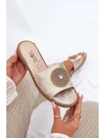 Dámské Pantofle Na Plochém Podpatku S Dekorací S.Barski KV51-013 Zlaté