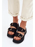 Dámské platformové sandály se zlatými sponami Černé Nelirae