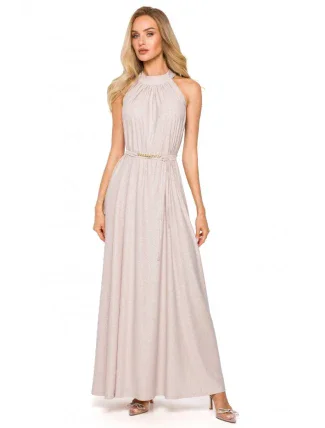 M721 Maxi šaty bez rukávů - šampaňské M721 Maxi šaty bez rukávů - šampaňské
