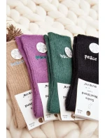 Dámské teplé ponožky s růžovým nápisem