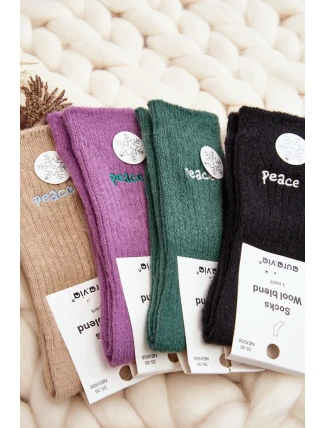 Dámské teplé ponožky s růžovým nápisem