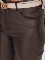 FashionStreet hnědé kalhoty z ekokůže UY2758