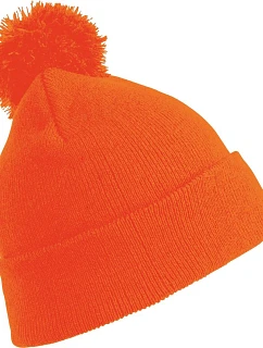 Result Headwear RC 028X Pletená čepice s bambulí 28.028X fluorescent orange