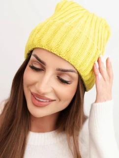 Czapka s ohrnutím Magda K293 žlutá