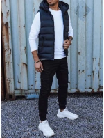 Pánská prošívaná vesta s kapucí tmavě modrá FashionStreet TX4751