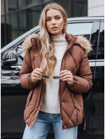 Dámská prošívaná zimní bunda s kapucí FashionStreet hnědá TY5231