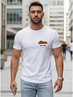 Pánské bavlněné tričko s minimalistickým potiskem bílé FashionStreet NX5096R