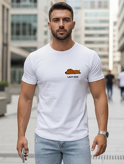 Pánské bavlněné tričko s minimalistickým potiskem bílé FashionStreet NX5096R