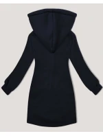 Tmavě modrá dlouhá dámská mikina se stojáčkem a kapucí LHD (AMG-178)