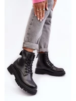 Botky Kožené Šněrovací Černé Big Star MM274375 Botky Kožené Šněrovací Černé Big Star MM274375