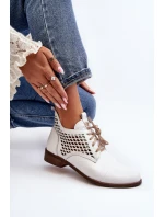 Zazoo 2878 Nízké Kožené Dámské Bílé Botky