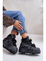 Kožené Dámské Sneakersy Na Masivní Platformě CheBello 4561 Černé