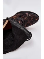 Seminářové vzorované kotníkové boty na ploché podrážce Maciejka 06391-02 Černo-zlaté