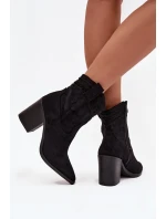 Dámské kožené boty na podpatku v stylu kovbojky černé Jessa