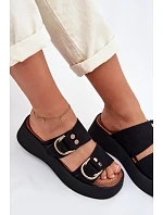 Dámské platformové sandály se zlatými sponami Černé Nelirae