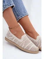Dámské síťované espadrilles z textilu světle béžové Candessa