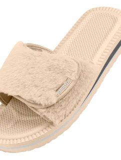 Cubota žabky na suchý zip s kožešinou béžové K24AW-100-001-03-1