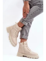 Dámské zateplené kozačky na zip Béžová Gremiva Dámské zateplené kozačky na zip Béžová Gremiva