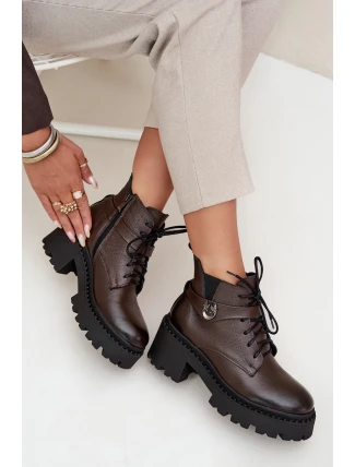 Dámské kotníkové boty se zdobeným páskem Zazoo – czekoládové