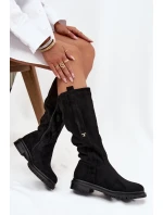 Dámské zateplené kozačky na nízkém podpatku z Delyssa – černé