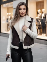 Dámská semišová vesta s ovčí kůží WOOLZIP hnědá FashionStreet TY4746z