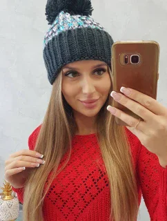 Dámská čepice s bambulí Ellen K325 graphite