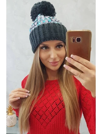 Dámská čepice s bambulí Ellen K325 graphite Dámská čepice s bambulí Ellen K325 graphite