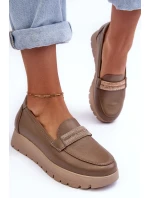 Kožené polobotky na platformě s ozdobou beže Lehira Kožené polobotky na platformě s ozdobou beže Lehira