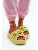 Dámské Piankové Žabky S Ozdobami Na Hrubé Podrážce Limetkové Bremavia
