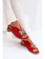 Dámské Sandály Na Plném Podpatku S Ozdobou S.Barski KV27-001 Červené
