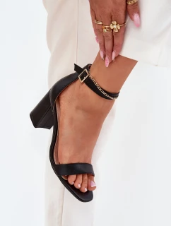 Dámské Sandály Na Podpatku S Páskem Černé Fevenne