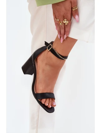 Dámské Sandály Na Podpatku S Páskem Černé Fevenne