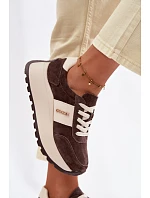 Dámské tenisky na platformě z přírodní semiše čokoládové Rosinae