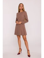M872 Šaty s obrácenými záhyby - mocca