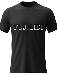 Pánské bavlněné tričko s potiskem - FUJ, LIDI - černé