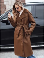 Dámský zimní kabát CHICFROST dlouhý hnědý kožený FashionStreet TY4992 Dámský zimní kabát CHICFROST dlouhý hnědý kožený FashionStreet TY4992