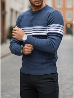 Pánský pruhovaný modrý svetr FashionStreet WX2325
