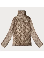 Dwustronna pikowana kurtka ze stójką Goodlookin beżowa-panterka (B8579-12)