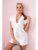 Krátký overal zavazovaný v pase ecru Krátký overal zavazovaný v pase ecru