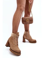 Botky Zamszové Šněrovací Na Sloupku Bežové Lemar Flomes