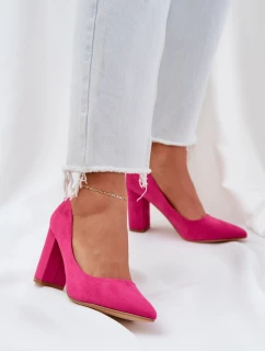 Dámské Lodičky Na Klínku Eko Velur Fuchsie Florena