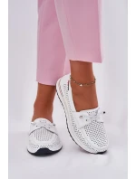 Kožené dámské polobotky na platformě bílé Violeth