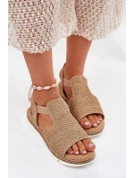 Dámské Sandály S Pletením Béžovo-Zlaté Jelana Dámské Sandály S Pletením Béžovo-Zlaté Jelana