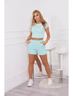 Bavlněná souprava se šortkami mint