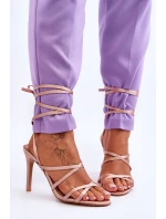 Dámské Sandály Vázané Na Vysokém Podpatku Béžove Meya