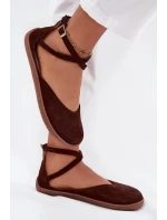 Dámské semišové baleríny Barefoot s pásky Zazoo 191 čokoládové Dámské semišové baleríny Barefoot s pásky Zazoo 191 čokoládové